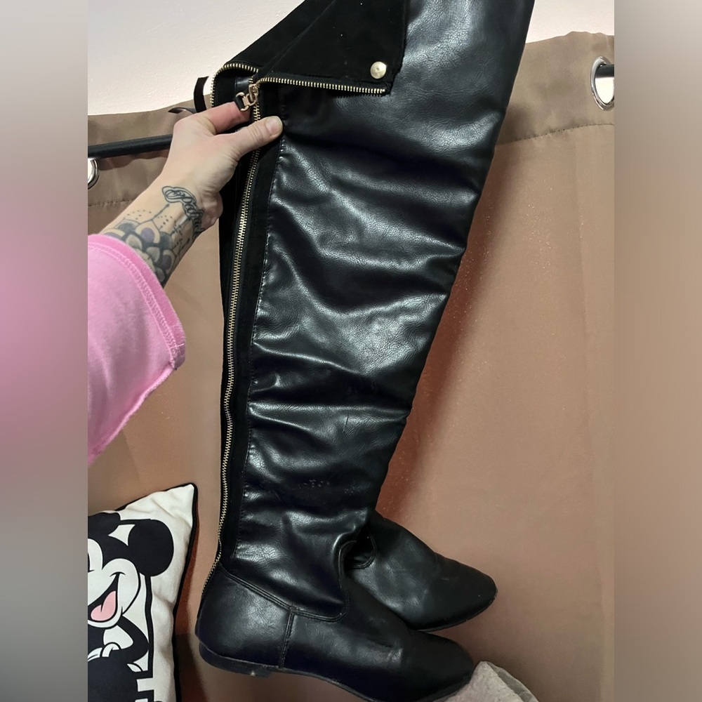 Over the knee tall back zippered boots